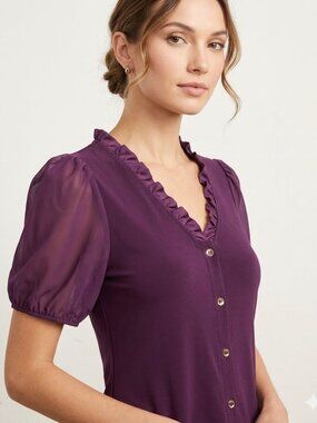 Per Seption Concept Purple Blouse Size Small